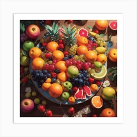 Absolute Reality V16 Top View Healthy Fruits Arrangement Highl 0 Art Print