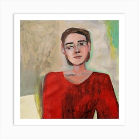 Portrait Of A Woman In Red Art Print