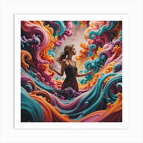 Girl In The Ocean Art Print