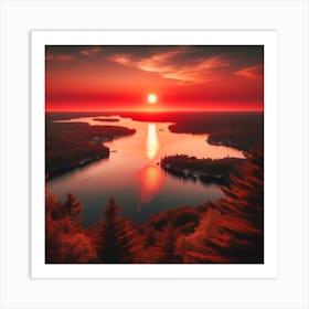 Sunset Over Lake 1 Art Print