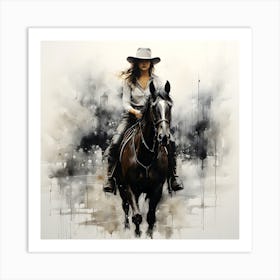 Cowgirl On Horseback Art Print