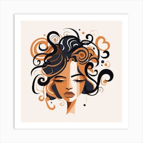 Portrait Of A Woman With Curly Hair 3 Art Print