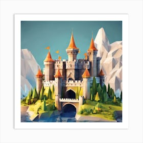 Low Poly Castle Art Print