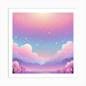 Sky With Twinkling Stars In Pastel Colors Square Composition 119 Art Print