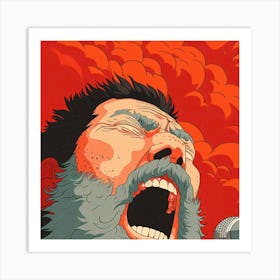 Man With A Beard Screaming Manga Japan Art Print