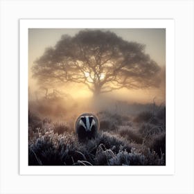 Badger In The Mist 1 Art Print