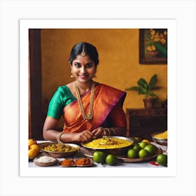 tamil girl food ai art 1 Art Print