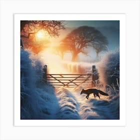 Fox In The Snow 11 Art Print