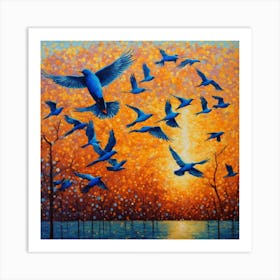 Flock of birds Art Print