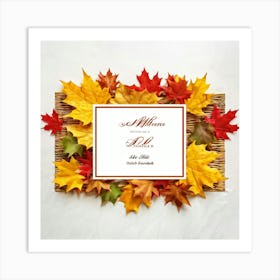 Autumnal Leaf Illustration One Central Maple Foliage Display Flanked By Smaller Elements Of Orange (2) Art Print