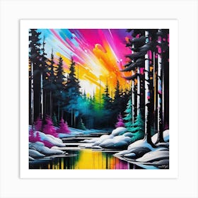 Sunset In The Woods 3 Art Print