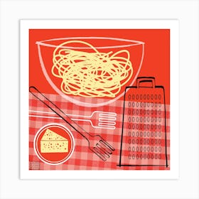 Cheese And Pasta Square Art Print