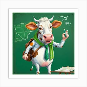 Cow In School Art Print