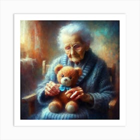 Old Lady With Teddy Bear 7 Art Print