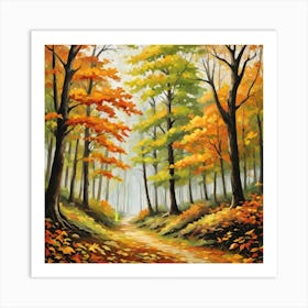 Forest In Autumn In Minimalist Style Square Composition 50 Art Print