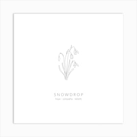 Snowdrop Birth Flower Square Art Print
