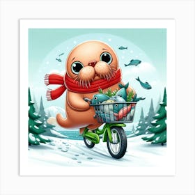 Seal On A Bike 2 Art Print