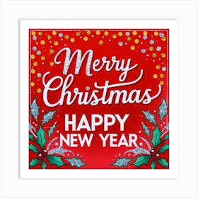 Merry Christmas Happy New Year 2 Art Print