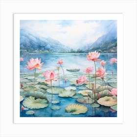 Lotus Flower Painting Art Print