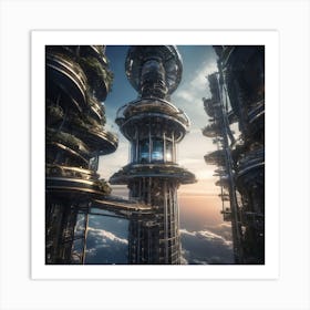 Space Elevator Concept Art Print