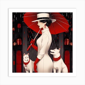 Lady In the Rain Art Print