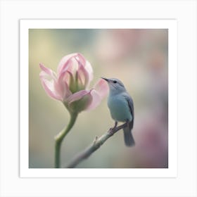 A Close Up Of A Delicate Bird Bud Just Beginning To Bloom, With Soft Petals And Hints Of Vibrant Col Art Print