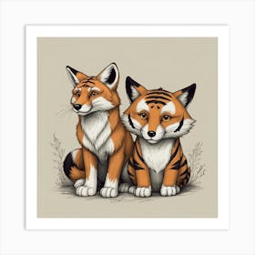 Fox And Tiger Art Print