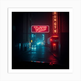 Neon Sign At Night Art Print