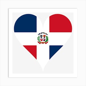 Heart Love Dominican Republic Island Antilles Heart Shaped Flag Coat Of Arms Heart Shape Art Print