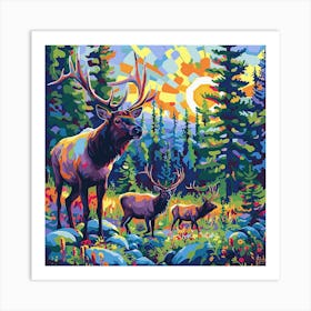 Elk Painting Art Print