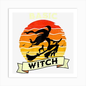 Womens The Basic Witch Halloween Costume Witch On Broom In Sunset Art Print