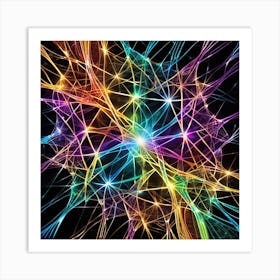 Abstract Background With Colorful Lines 1 Art Print