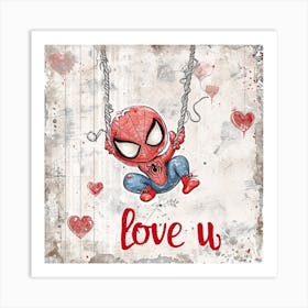 Valantines Day Baby Spiderman Art Print