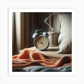 Alarm Clock On A Bed Poster