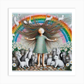 Rainbow Cat Girl 1 Art Print