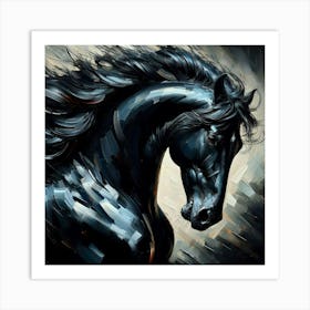 Black Stallion Horse Art Print