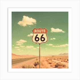 Route 66 Highway Sign, Retro Art Print