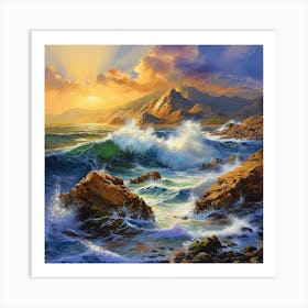 Sunset Over The Ocean Art Print