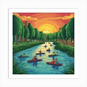 Sunset On The River Art Print