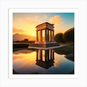Sunset At The Temple Of Athena Art Print