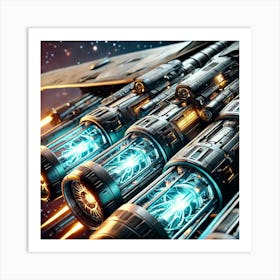 A Close Up Futuristic Sci Fi Depiction Focusing On Plasma Cannons Art Print