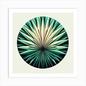 Geometric Art Green fan of palm leaves Art Print