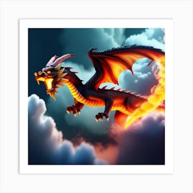 Fantasy Art: Dragon Breathing Fire Art Print