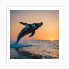 Humpback Whale Leaping Out Of The Water 6 Art Print