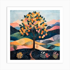 Modern Orange Tree 2 Art Print