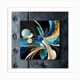 Abstract Blue And Gold Art Print