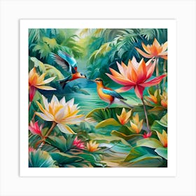 Birds In The Jungle Art Print