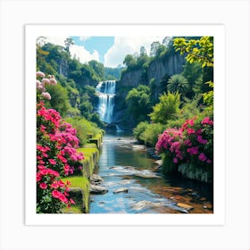 Natural waterfalls Art Print