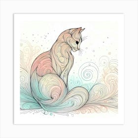 Feline Cat Creative Artwork Illustration 86 Art Print