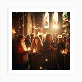 A Serene Christmas Eve Service Parishioners Immersed In Expressions Of Spiritual Surrender Engulfe (1) 1 Art Print